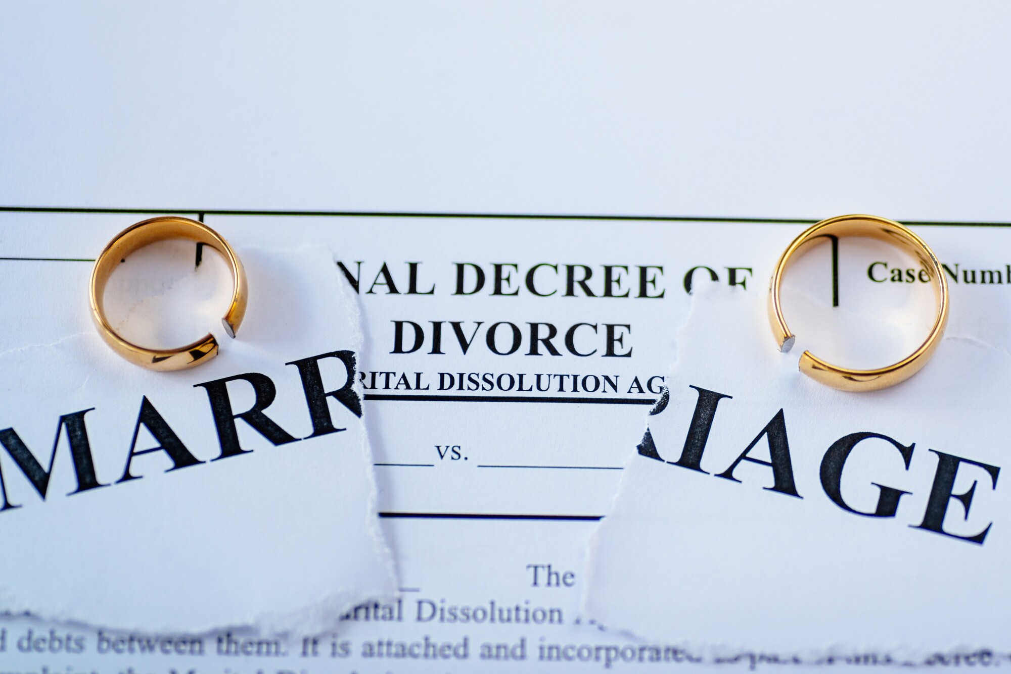 Ripped up marriage with divorce documents